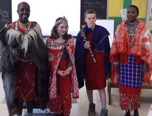 Led by Chief Joseph Ole Topinko and his wife Cicilia, students learn Masai cultural norms by re-enacting a traditional wedding ceremony.